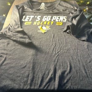 NHL Fanatics Mens Let’s Go Pens Hockey Performance Tee Color Gray Size XL